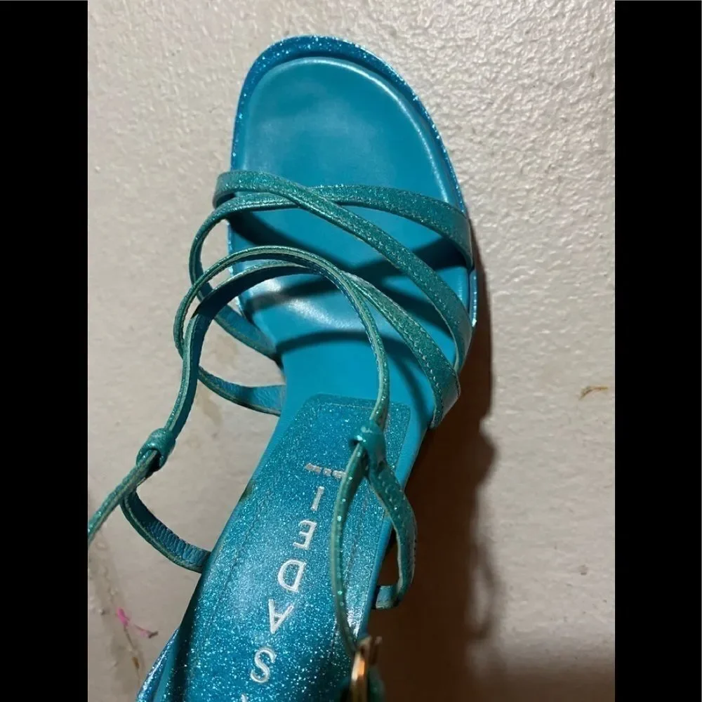 🆕 NEW Casadei Sparkling Strappy Stiletto Heels – Blue Glitter